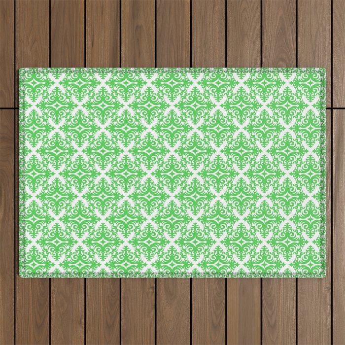 Damask (Green & White Pattern) Outdoor Rug