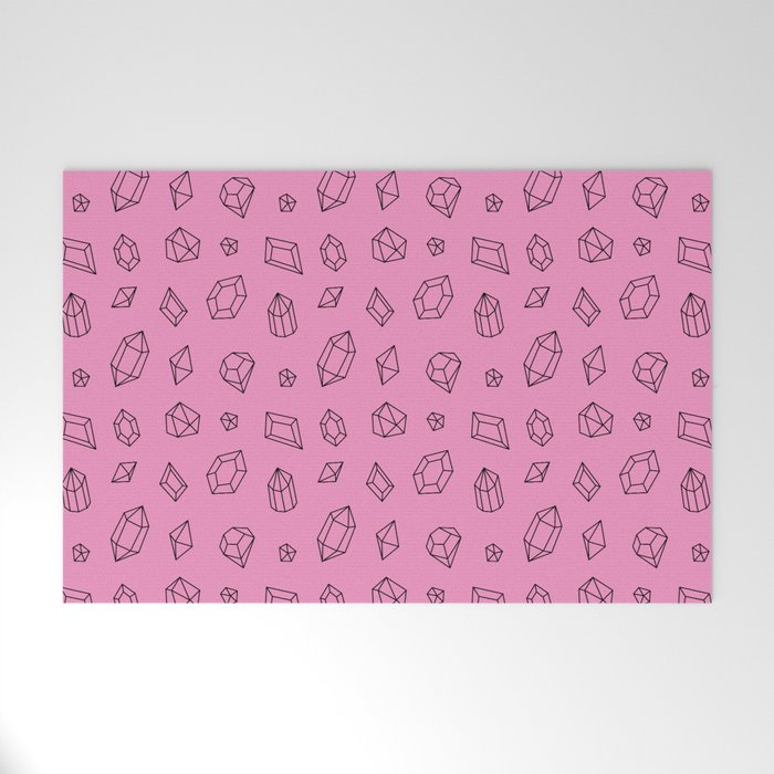 Pink and Black Gems Pattern Welcome Mat