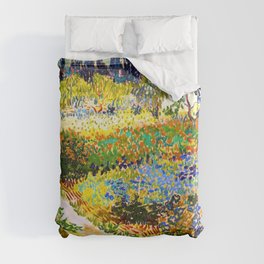 Vincent Van Gogh Flower Garden Landscape Duvet Cover
