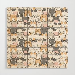 Kawaii Cute Cats Pattern Wood Wall Art