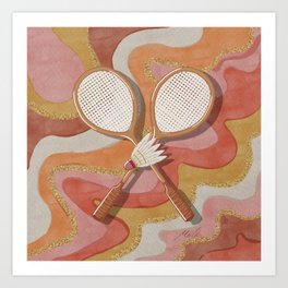 Badminton Retro Swirls Art Print