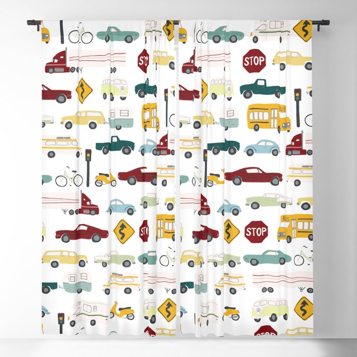 Beep Beep Cars And Trucks Traffic Pattern Blackout Curtain By