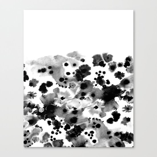 Mona - Black and White Painted Spots, painterly, abstract, monochrome cell phone case Canvas Print