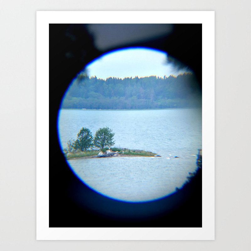 through binoculars