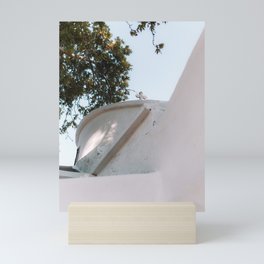 Minimalistic Greek Scenery | White Church Building in the Summer Sun | Cycladic Architecture | Travel Photography on Naxos, Greece Mini Art Print