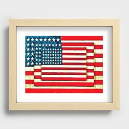 Three US Flags (USA patriotic design.) Recessed Framed Print