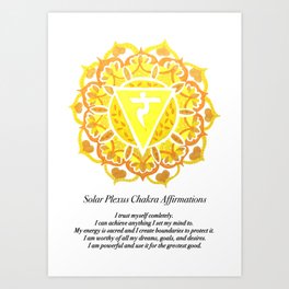 Solar Plexus Chakra Affirmations Art Print