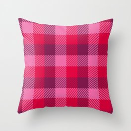 Retro Valentine's simple tartan plaid pink burgundy Throw Pillow