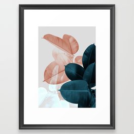 Blush & Blue Leaves Framed Art Print