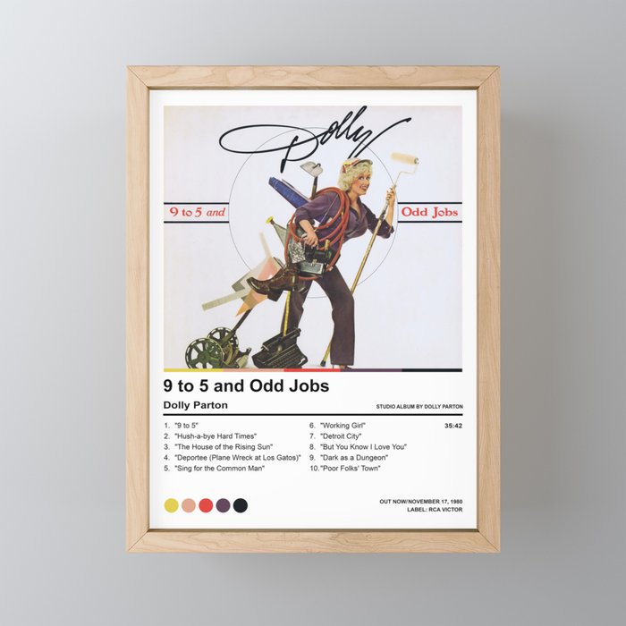Dolly Parton-9 to 5 and Odd Jobs Album Poster Framed Mini Art Print