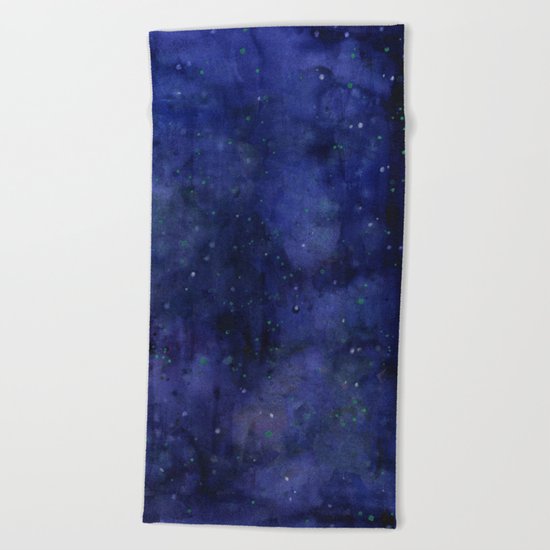 Galaxy Watercolor Nebula Texture Night Sky Stars Beach Towel