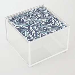Retro blue liquid marbling pattern Acrylic Box
