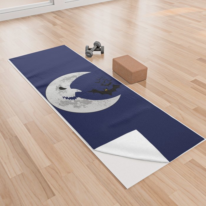 Halloween scary moon and bats Yoga Towel