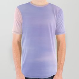 Pastel Lilac Lavender Pink Watercolor Brushstrokes Ombre All Over Graphic Tee