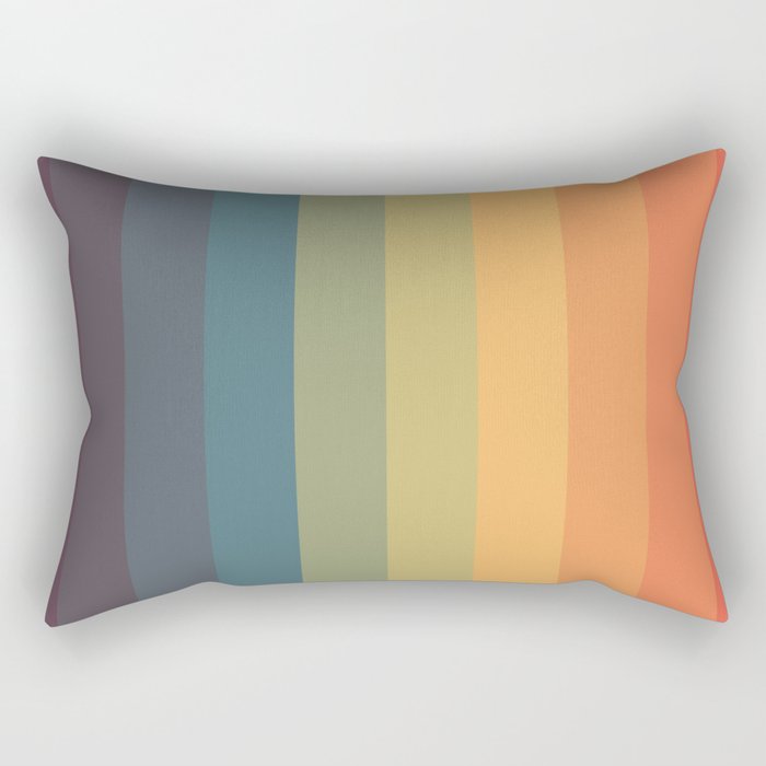 Colorful Retro Striped Rainbow Rectangular Pillow