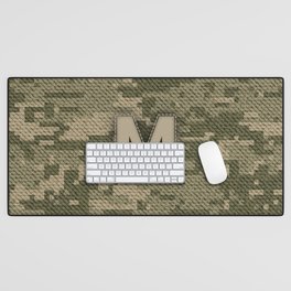 Personalized M Letter on Green Military Camouflage Army Design, Veterans Day Gift / Valentine Gift / Military Anniversary Gift / Army Birthday Gift  Desk Mat