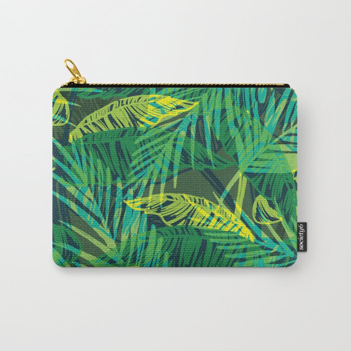 EXOTIC TROPICAL GREEN PALM CLUSTER PATTERN Carry-All Pouch