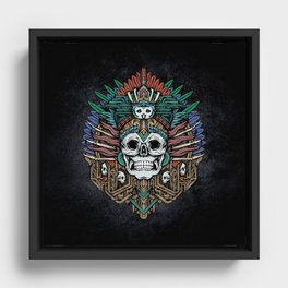 Ah Puch, Mayan Death Skull Headdress Framed Canvas