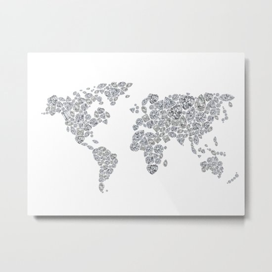 Diamonds World Map Metal Print
