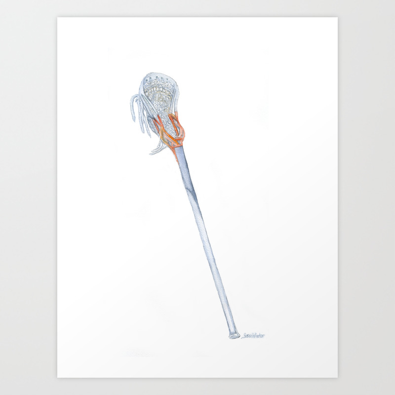 Lacrosse Stick Watercolor Painting Art Print By Susanwindsor