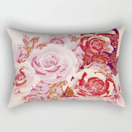 composition florale en rose Rectangular Pillow