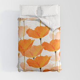 Orange Poppies On A White Background #decor #society6 #buyart Comforter