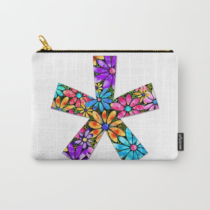 Whimsical Floral Asterisk Punctuation Mark Art Carry-All Pouch