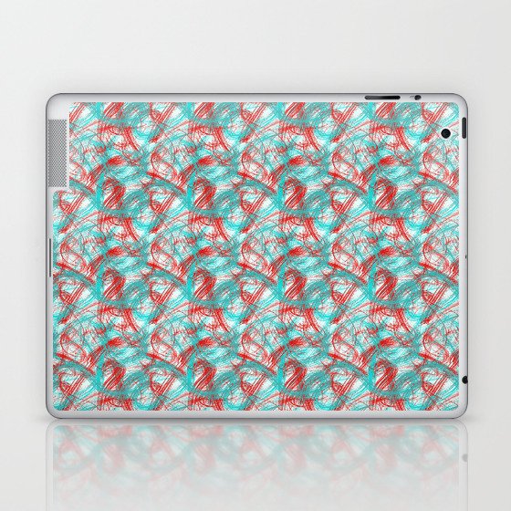 Abstract red and turquoise brush strokes Laptop & iPad Skin