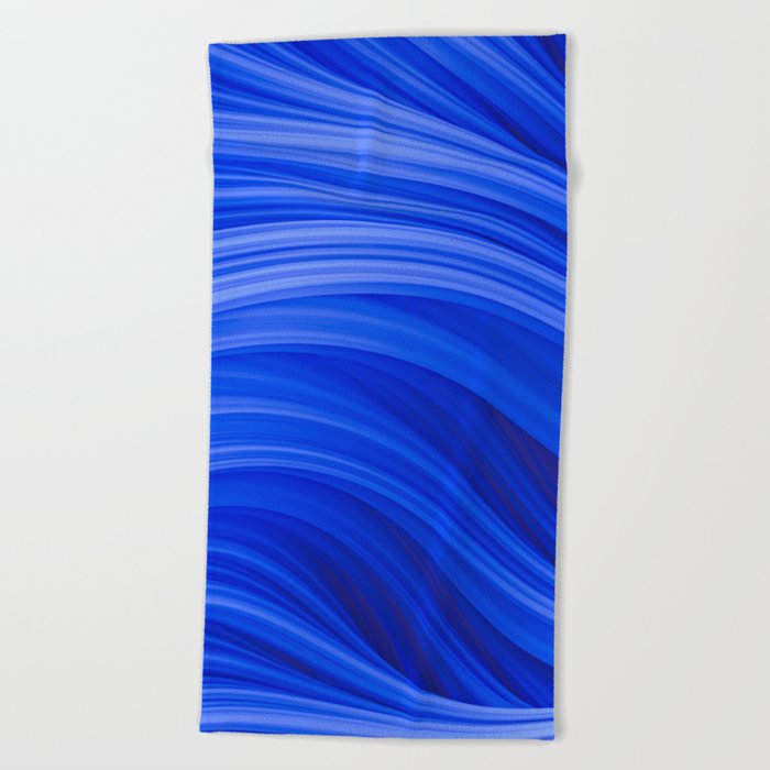 Flow Strand. Endless Blue. Abstract Art Beach Towel