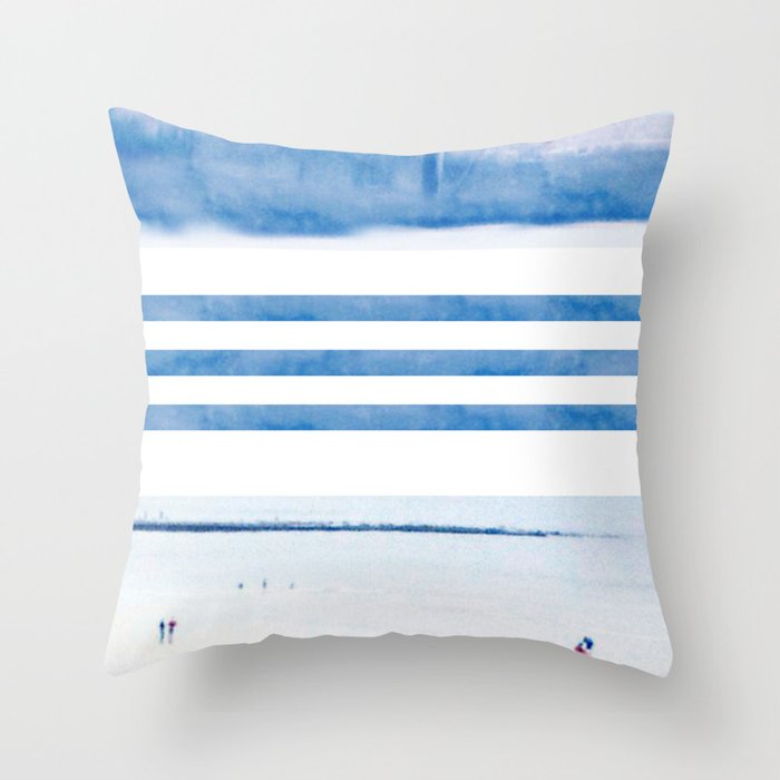 nautical stripes: blue Throw Pillow