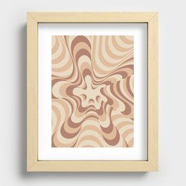 Abstract Groovy Retro Liquid Swirl in Brown Recessed Framed Print