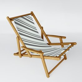 [ Thumbnail: Dim Gray & Mint Cream Colored Striped/Lined Pattern Sling Chair ]