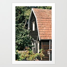 Black barn with red roof tiles in the summer | The Netherlands | Street & Travel Photography | Fine Art Photo Print Art Print