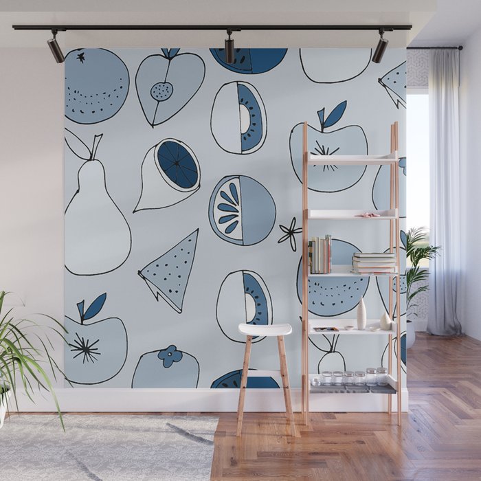 Classic Blue Fruits Ice Wall Mural