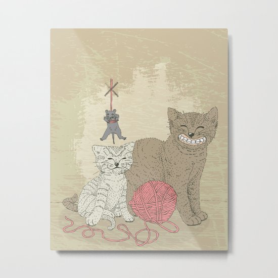 Naughty Cats Metal Print