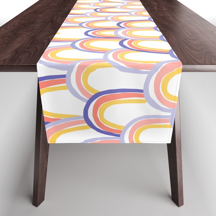 Pastel Rainbow Pattern - pink, aqua and blue Table Runner