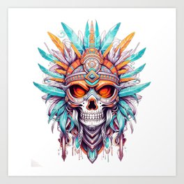 South American Tribal Mask Inspired Art Print