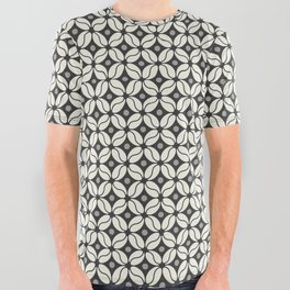 Coffee Beans | Bitter All Over Graphic Tee | Geometric, Repeat, Kawung, Black, Soft, Coffee, Black And White, Cafe, Batik, Modern 