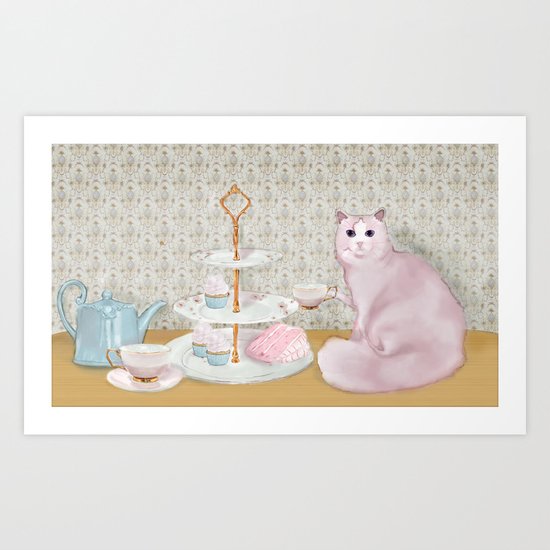 Cat's Tea Party Art Print