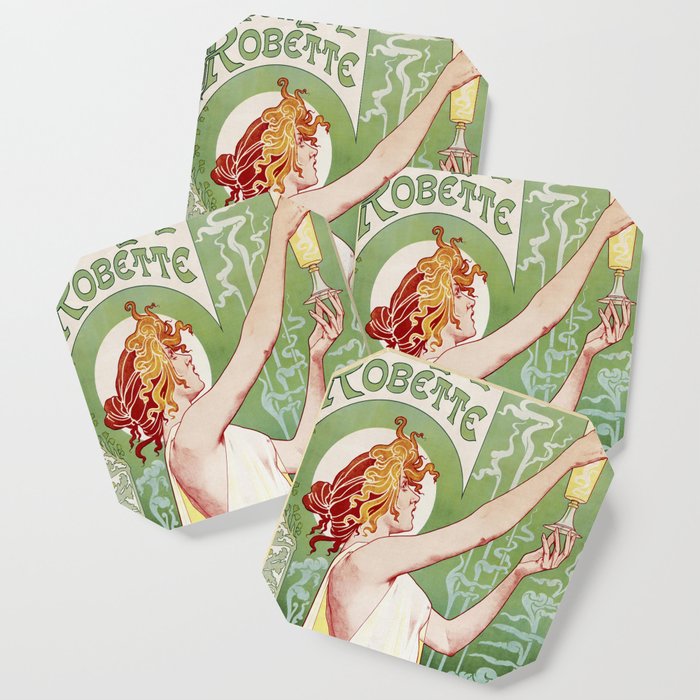 alfons mucha Absinthe RobetteHigh Definition Coaster by nobelart Society6