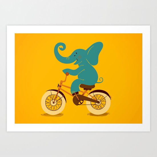 Elephant on the bike Art Print
