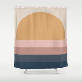 Minimal Retro Sunset - Neutral Shower Curtain