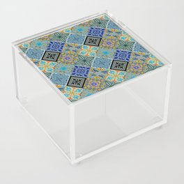 Patchwork,mosaic,flowers,azulejo,quilt,tiles,Portuguese style art Acrylic Box