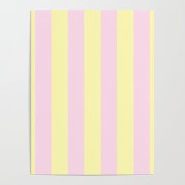 Pink Yellow Soft Stripe Poster