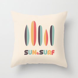 Sun & Surf Surfboards - Retro Rainbow Throw Pillow