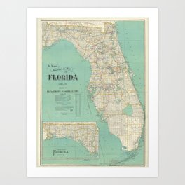 11x14 Unframed Art Print 1845 Map of Florida Art Print Great Vintage Home De 