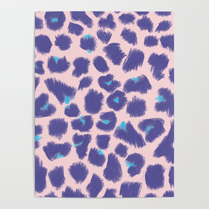 Leopard Spots, Cheetah Print, Lavender, Very Peri, Blush, Brush Strokes Poster