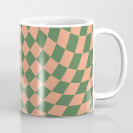 Green and Peach Checker  Coffee Mug