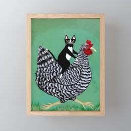 Cat on a Chicken Framed Mini Art Print