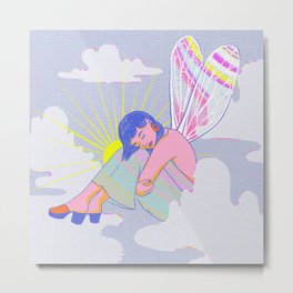 Disco Fairy Angel Groovy Retro 60s Psychedelic Art Metal Print | Pastel, Retro, Sky, Drawing, Butterfly, Angel, Psychedelic, Fairy, Fashion, 60S 